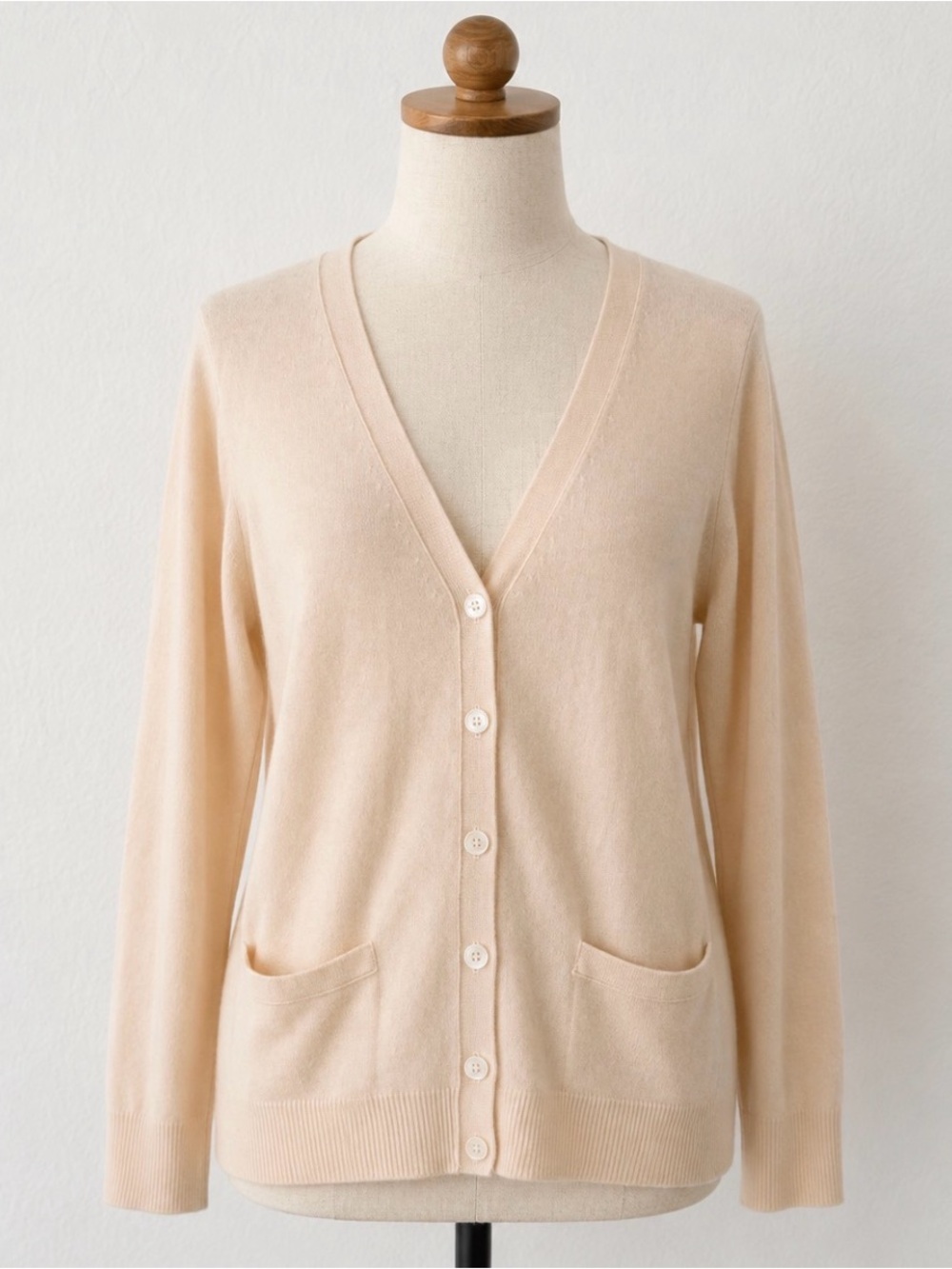 J.Crew 100% Cashmere Cardigan cream ivory button front v neck sweater